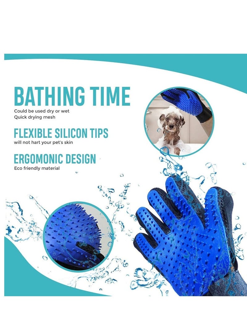 قفاز العناية باللون الأزرق: فرشاة للقطط لإزالة الفراء، مناسبة للقطط ذات الشعر القصير والكلاب الصغيرة والخيول والأرانب - يمكن استخدامها كمدلك وقفاز لإزالة الفرو - Image 5