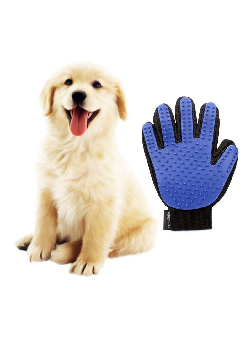 قفاز العناية باللون الأزرق: فرشاة للقطط لإزالة الفراء، مناسبة للقطط ذات الشعر القصير والكلاب الصغيرة والخيول والأرانب - يمكن استخدامها كمدلك وقفاز لإزالة الفرو - Image 1