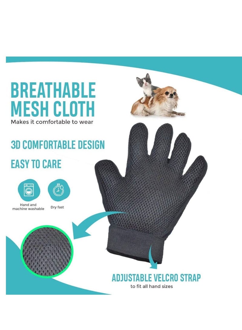 قفاز العناية باللون الأزرق: فرشاة للقطط لإزالة الفراء، مناسبة للقطط ذات الشعر القصير والكلاب الصغيرة والخيول والأرانب - يمكن استخدامها كمدلك وقفاز لإزالة الفرو - Image 3