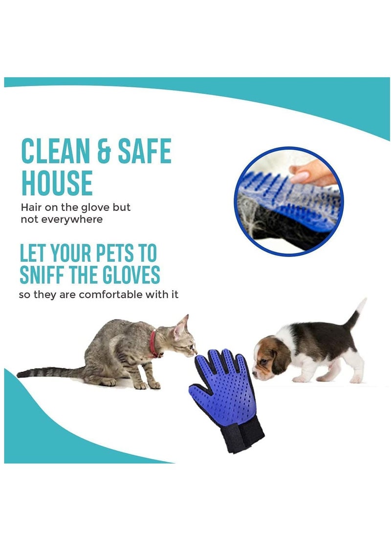 قفاز العناية باللون الأزرق: فرشاة للقطط لإزالة الفراء، مناسبة للقطط ذات الشعر القصير والكلاب الصغيرة والخيول والأرانب - يمكن استخدامها كمدلك وقفاز لإزالة الفرو - Image 2