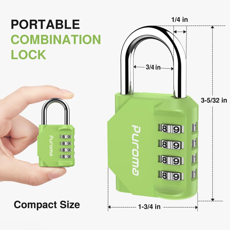 Puroma 1 Pack Combination Lock for Locker 4 Digit Outdoor Waterproof Padlock for School, Gym, Sports, Fence, Toolbox, Gate, Case, Outdoor, Hasp Storage, Cabinets (Yellow-Green) - Image 5