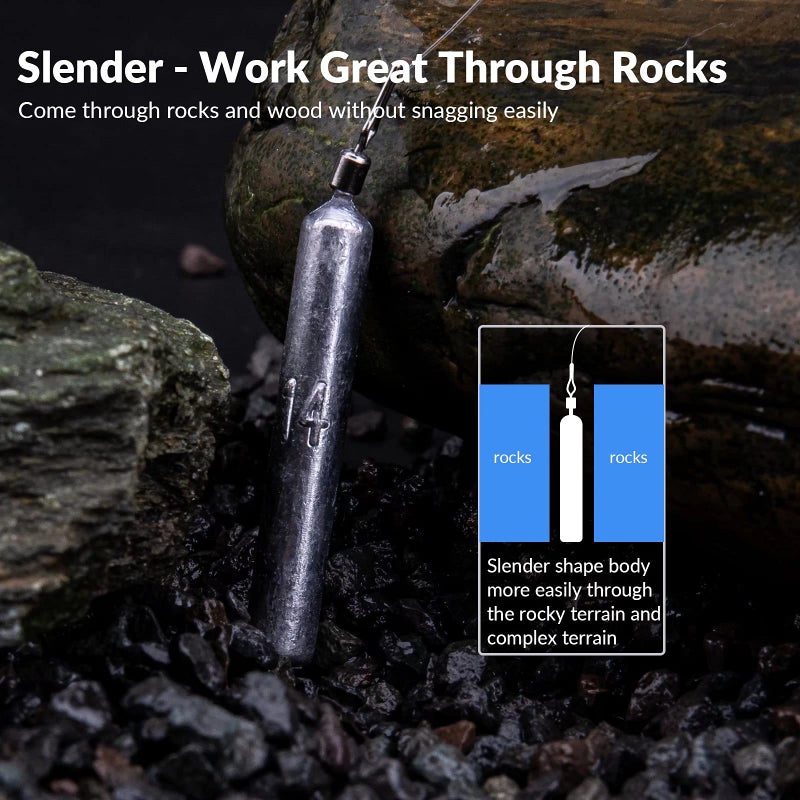 THKFISH طقم أوزان الصيد THKFISH - أوزان رمي القاع - شكل نحيف، 28 قطعة - Image 3