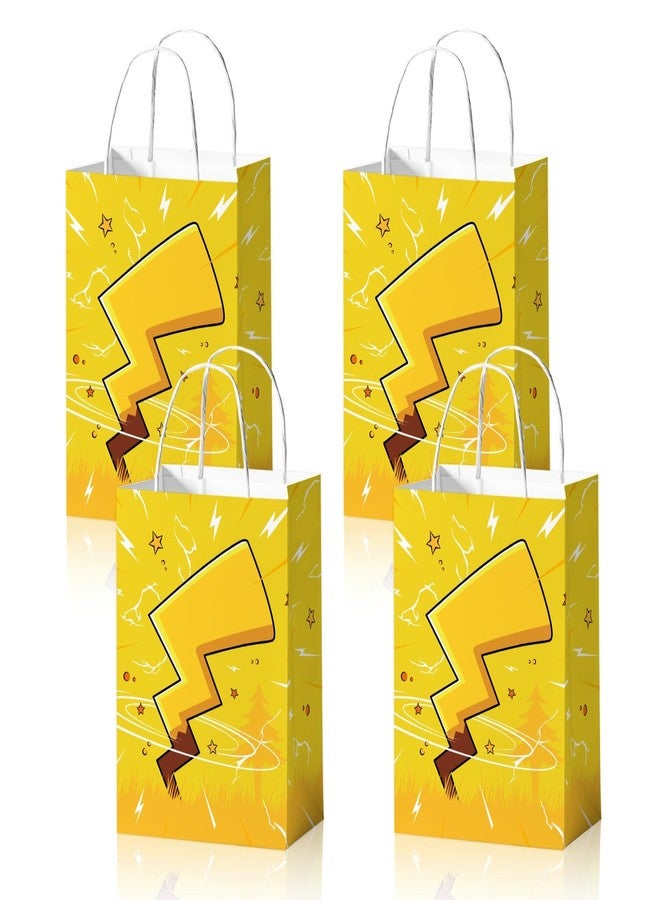 Reyoust 24Pcs Lightning Bolts Gift Bags with Handles Yellow Cartoon Party Treat Candy Bags Yellow Animation Birthday Paper Gift Goodie Bag for Boys Birthday Party Favors - Image 1