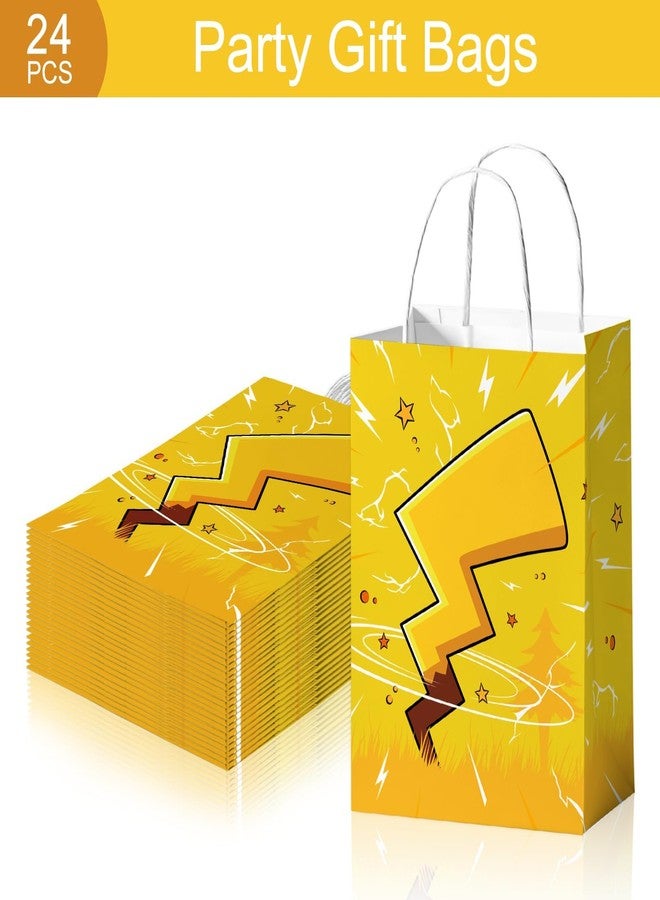 Reyoust 24Pcs Lightning Bolts Gift Bags with Handles Yellow Cartoon Party Treat Candy Bags Yellow Animation Birthday Paper Gift Goodie Bag for Boys Birthday Party Favors - Image 3