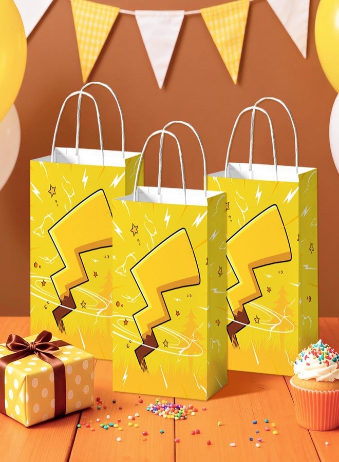Reyoust 24Pcs Lightning Bolts Gift Bags with Handles Yellow Cartoon Party Treat Candy Bags Yellow Animation Birthday Paper Gift Goodie Bag for Boys Birthday Party Favors - Image 5