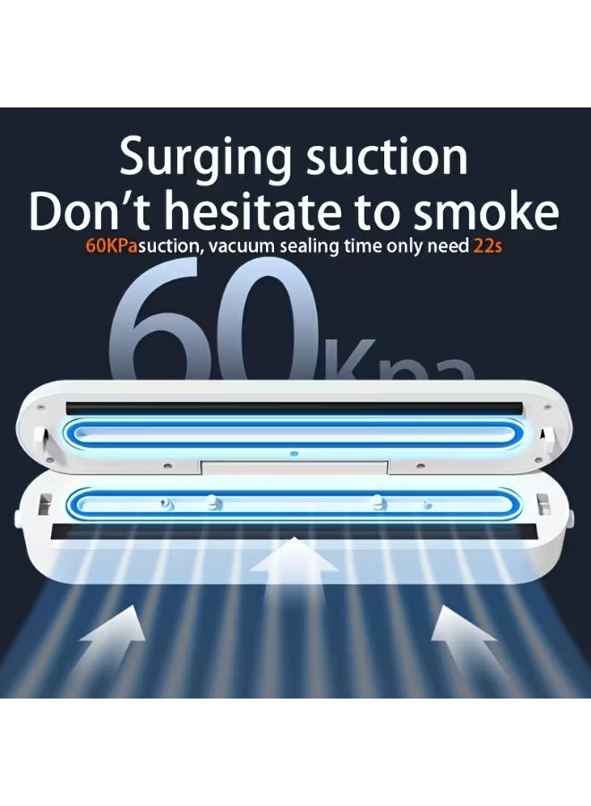 NIBEMINENT آلة ختم الفراغ 1 قطعة، آلة ختم الأكياس - شاشة رقمية بديهية، ختم الهواء التلقائي للأطعمة الرطبة والجافة - تصميم موفر للمساحة مع 10 أكياس مرفقة، آلة ختم الطعام المحمولة للأكياس البلاستيكية، - مثالية لتخزين الطعام، مستلزمات المطبخ - Image 4