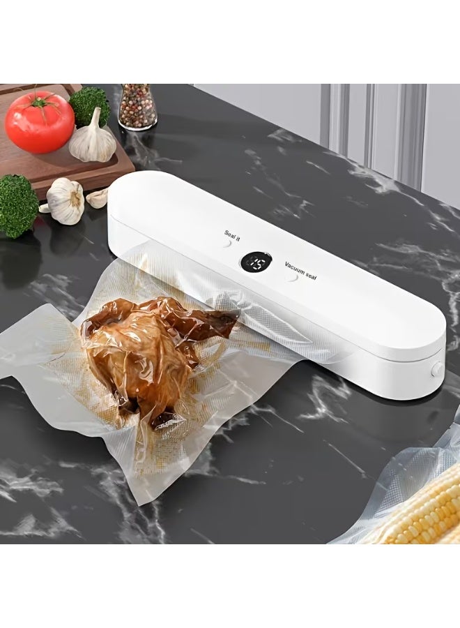 NIBEMINENT آلة ختم الفراغ 1 قطعة، آلة ختم الأكياس - شاشة رقمية بديهية، ختم الهواء التلقائي للأطعمة الرطبة والجافة - تصميم موفر للمساحة مع 10 أكياس مرفقة، آلة ختم الطعام المحمولة للأكياس البلاستيكية، - مثالية لتخزين الطعام، مستلزمات المطبخ - Image 2