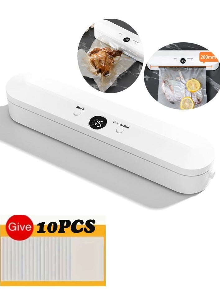 NIBEMINENT 1pc Vacuum Sealer Machine, Bag Sealer - Intuitive Digital Display, Automatic Air Sealing for Wet & Dry Foods - Space-Saving Design with 10 Bags Included, Portable Food Sealer for Plastic Bags, - Perfect for Food Storage, Kitchen Supplies - Image 2