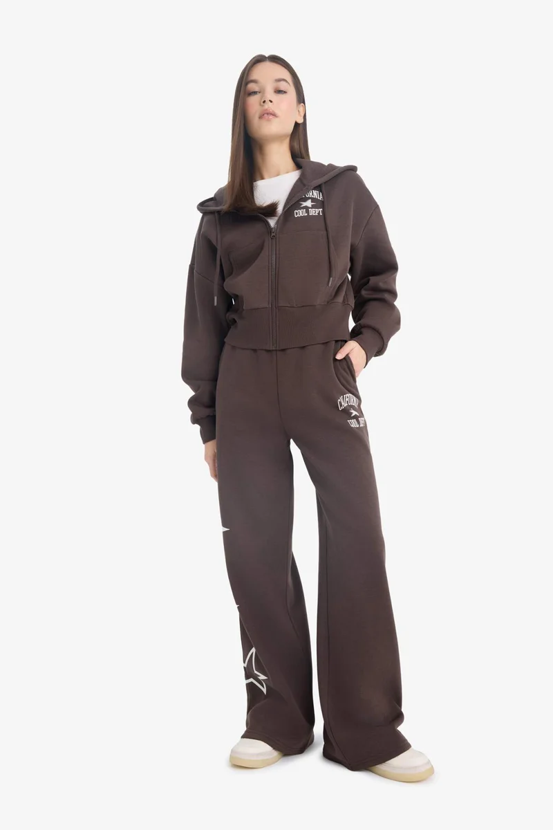 DeFacto Oversize Printed Back Zippered Sweatshirt