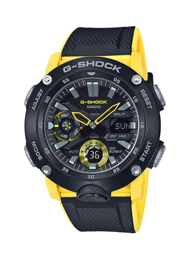 G-SHOCK ساعة يد رقمية وتناظرية للرجال بحزام راتينج دائري - أسود - GA-2000-1A9DR - Image 1