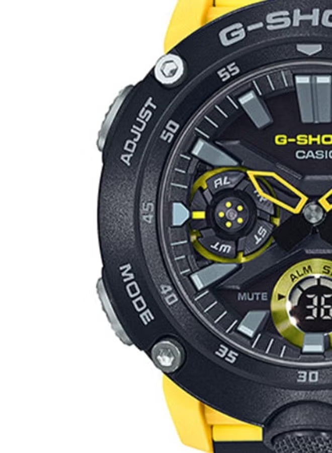 G-SHOCK ساعة يد رقمية وتناظرية للرجال بحزام راتينج دائري - أسود - GA-2000-1A9DR - Image 4