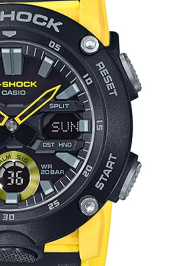 G-SHOCK ساعة يد رقمية وتناظرية للرجال بحزام راتينج دائري - أسود - GA-2000-1A9DR - Image 5