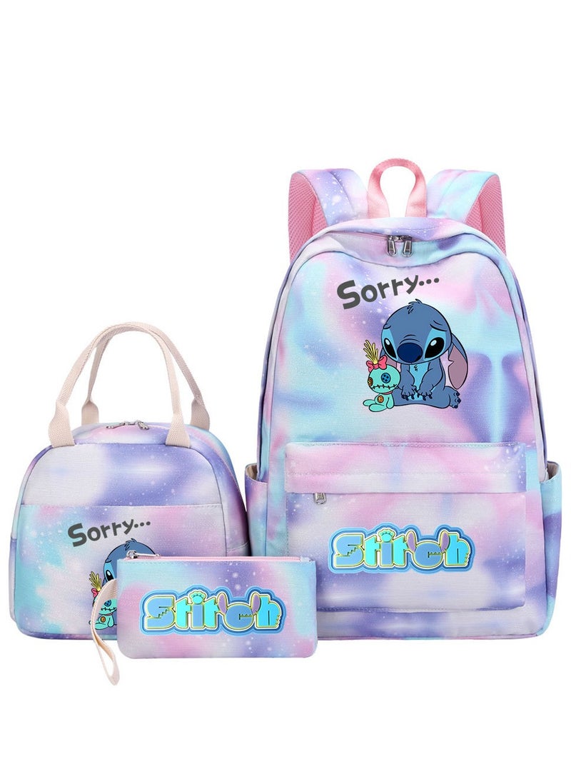 Stitch Cartoon Backpack Three-Piece Set