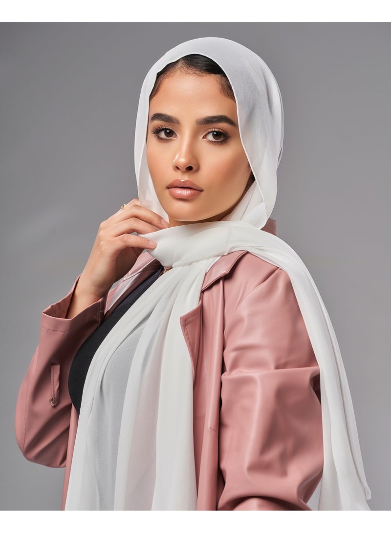 Lavezzi Soft Chiffon Hijab for Women, Solid Color Soft Chiffon Crepe Hijab Scarf – Long Fashion Hijabs Scarves - Muslim Scarf Hijab – Hijab Shawl - Offwhite - Image 3