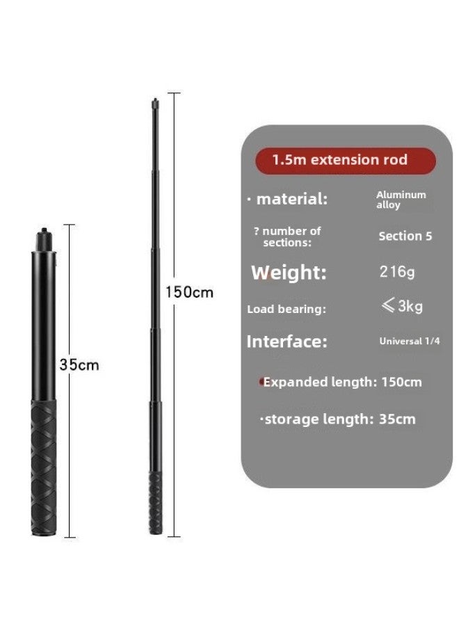 Suitable For Insta360 One X3/x4 Panoramic Sports Camera Handheld Extension Stick Invisible Selfie Stick Holder-Color:1.5m Eccentric Rod  - Image 1