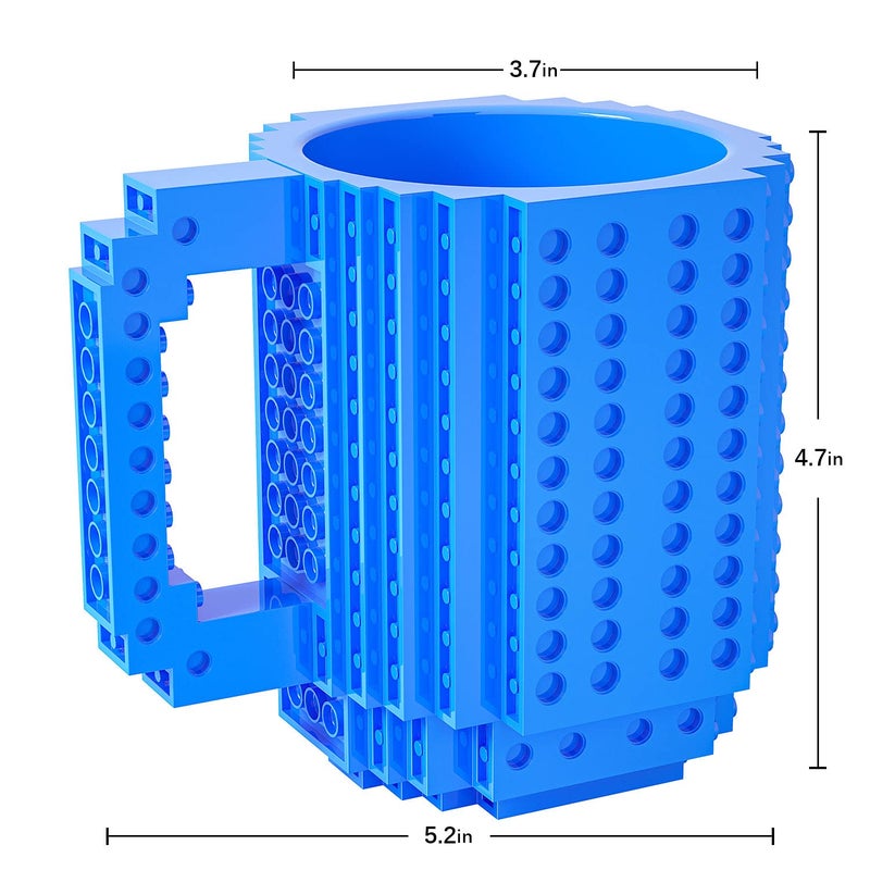 DAYMOO Build-on Brick Mug Set with 3 Random Packs of 2-in-1 Bricks, Cool Coffee Mugs for Kids, Creative Novelty Funny Coffee Mug Cup Gift for Kids Men Dad Adults Women Xmas Christmas - Blue - Image 4