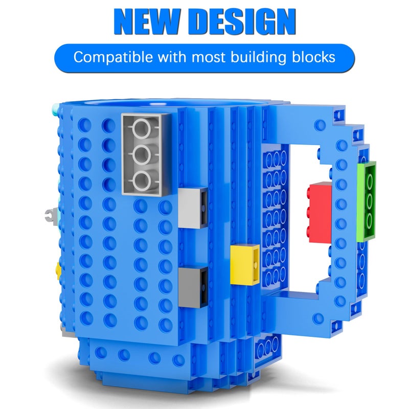 DAYMOO Build-on Brick Mug Set with 3 Random Packs of 2-in-1 Bricks, Cool Coffee Mugs for Kids, Creative Novelty Funny Coffee Mug Cup Gift for Kids Men Dad Adults Women Xmas Christmas - Blue - Image 5