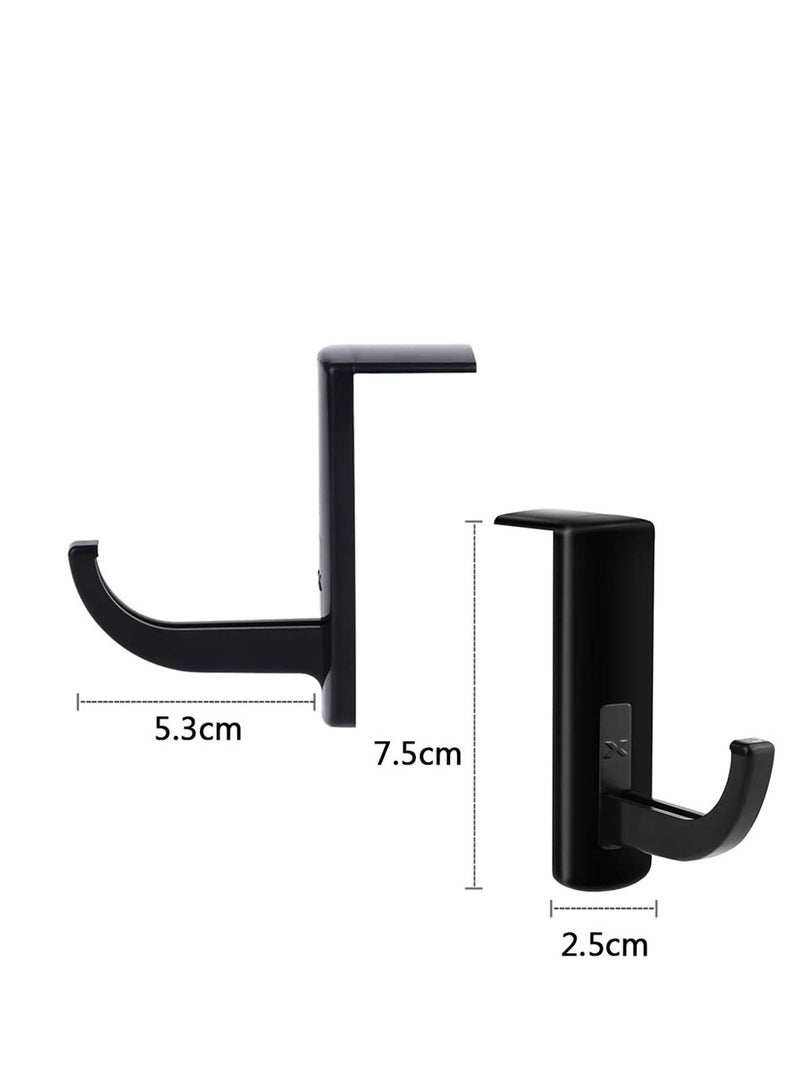 Headphone Headset Hanger, Monitor Stand Holder Headset Stick-on Hook, Black - Image 2
