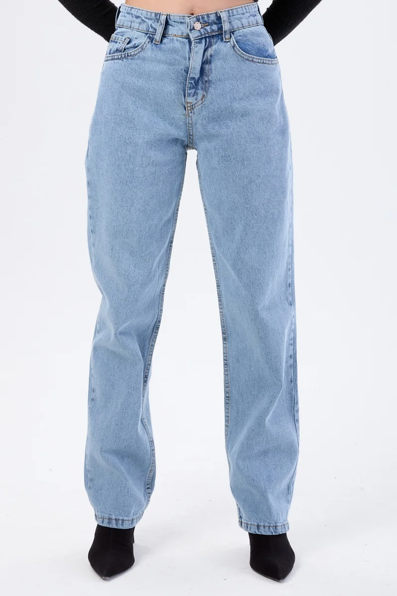 Tofisa 23666-ICE-BLUE-SNOW High Waist Palazzo Jeans