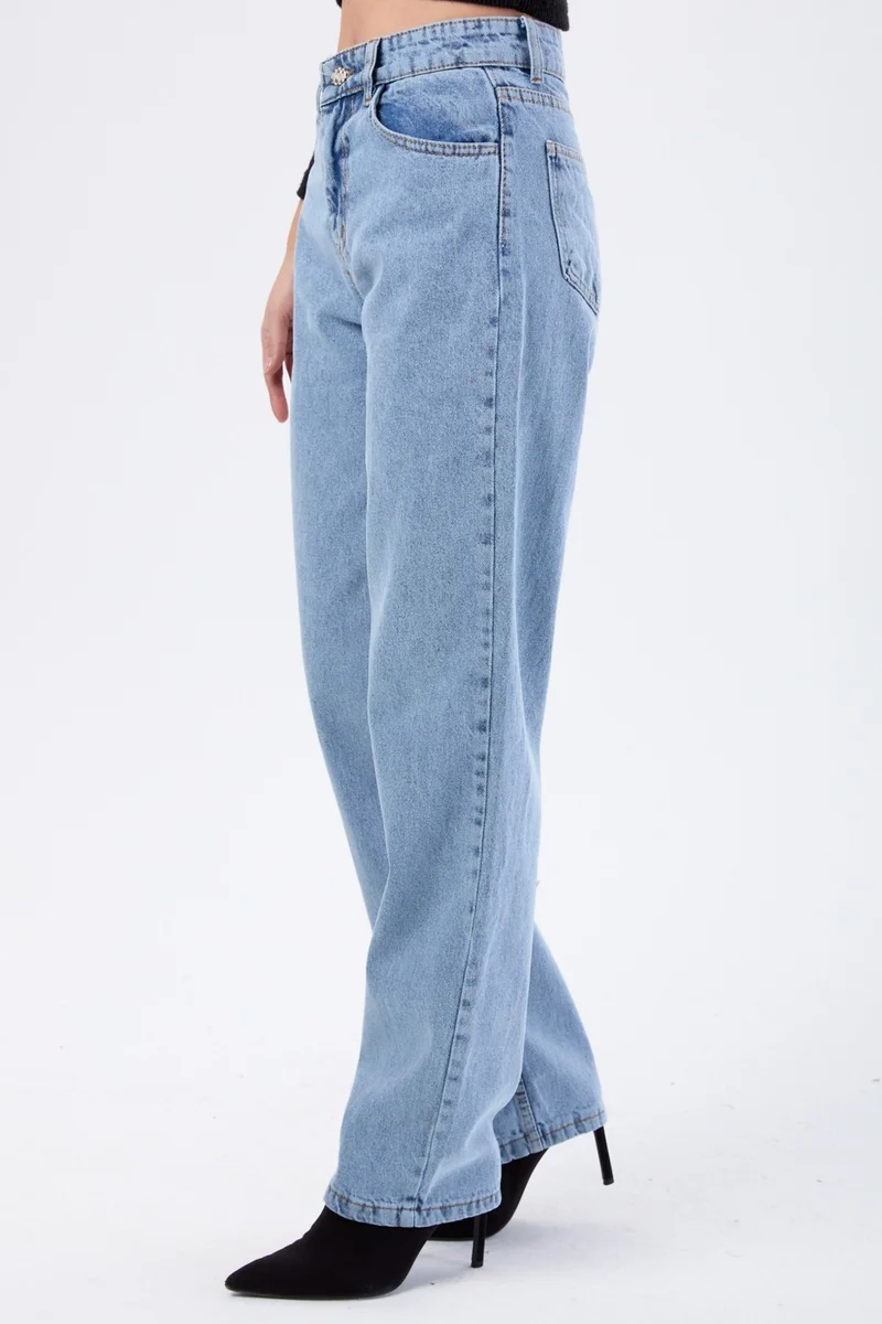 Tofisa 23666-ICE-BLUE-SNOW High Waist Palazzo Jeans
