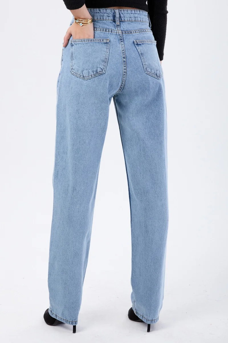 Tofisa 23666-ICE-BLUE-SNOW High Waist Palazzo Jeans