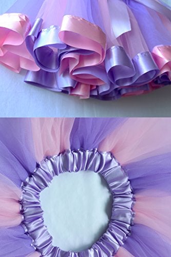 BGFKS Layered Ballet Tulle Rainbow Tutu Skirt for Little Girls Dress Up with Colorful Hair Bows (Purple,4-8X) - Image 3