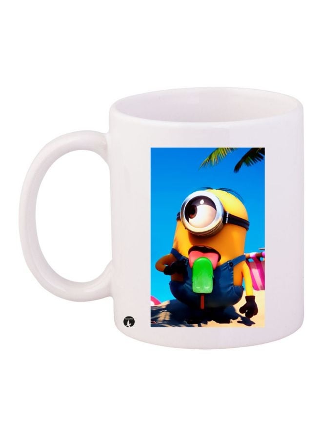 RYN Minion Printed Coffee Mug White/Blue/Yellow 11ounce