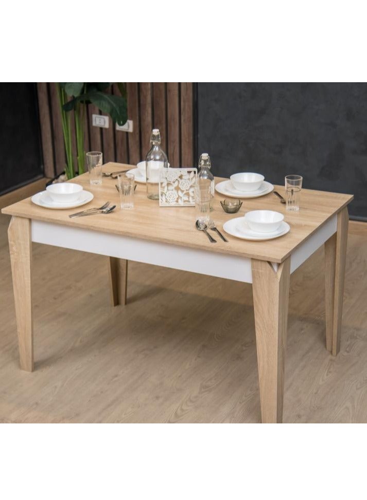 طاولة طعام MDF أنيقة بتصميم عصري عالى الجودة لون ابيض*بيج