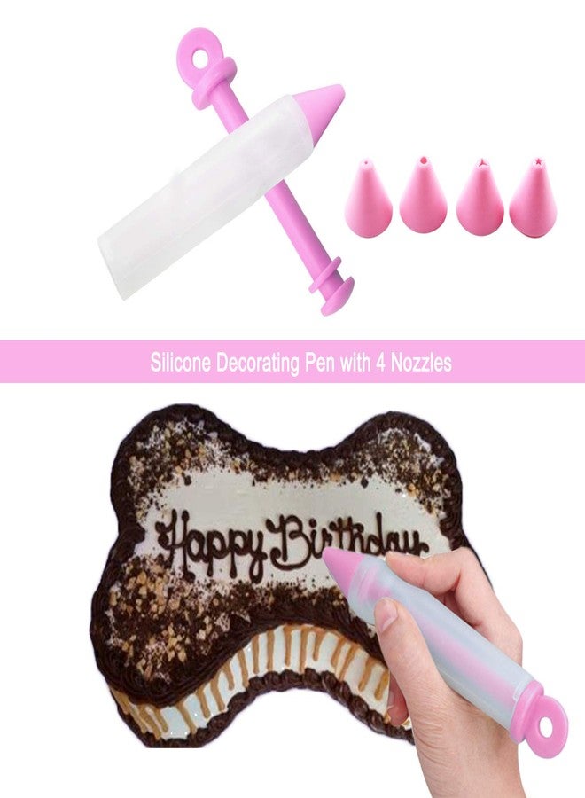 HINMAY Dog Birthday Cake Mold Silicone Bone Shape Cake Pan with Decorating Pen (Pink, 10") - Image 3