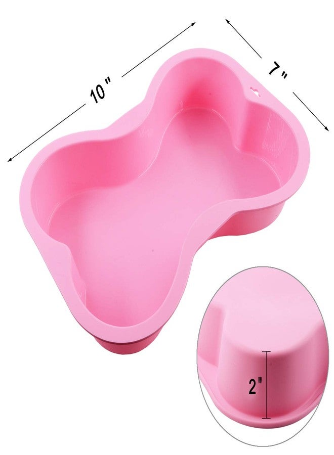 HINMAY Dog Birthday Cake Mold Silicone Bone Shape Cake Pan with Decorating Pen (Pink, 10") - Image 2