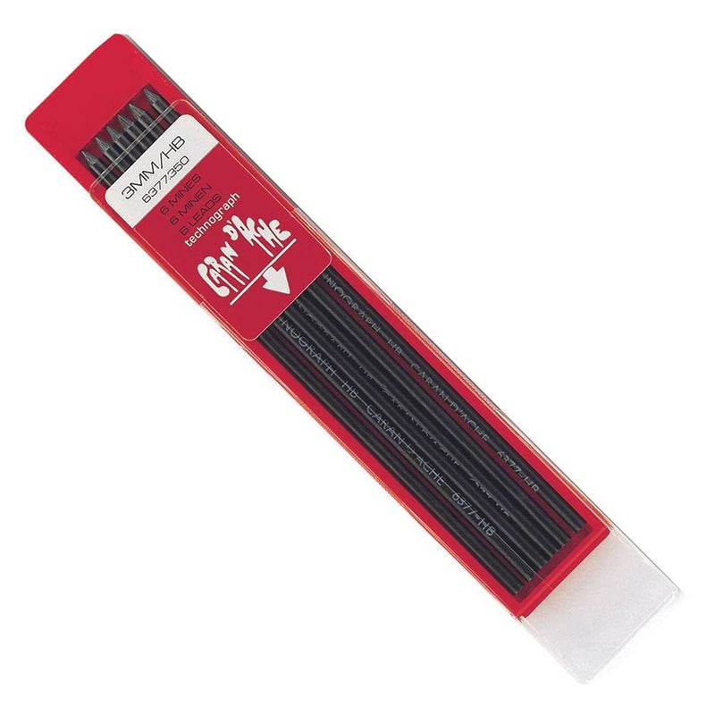 Caran D'ache Refills Technograph 3mm HB Pencil Leads, 6 per Pack (CA-6377350) - Image 4