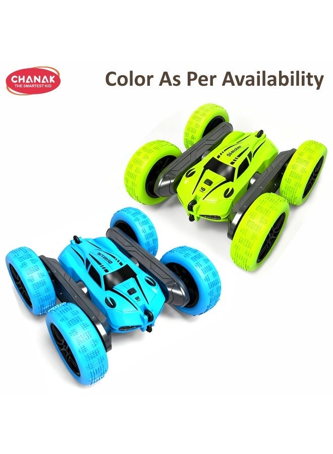 Chanak 360° Rotating RC Stunt Car 4WD double-sided remote car with 2 motors, LED lights, 2.4GHz control & rechargeable battery. High-speed durable toy for kids age 6+ (Color as per Availability) - Image 3