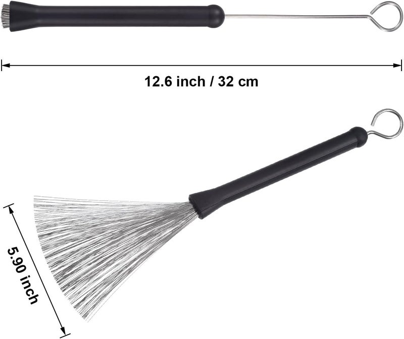 Pangda 1 Pair Drum Brushes Retractable Wire Brushes Drums Drum Sticks Brush with Comfortable Rubber Handles - Image 2