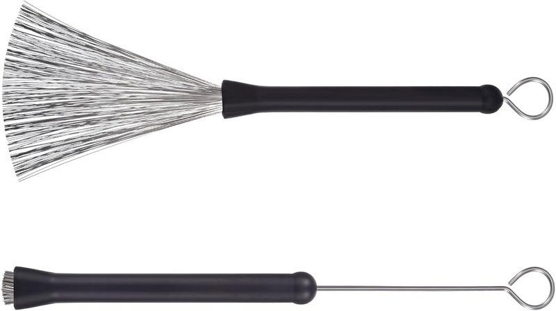 Pangda 1 Pair Drum Brushes Retractable Wire Brushes Drums Drum Sticks Brush with Comfortable Rubber Handles - Image 3
