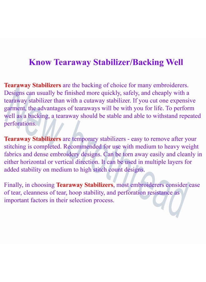New brothread Tear Away Machine Embroidery Stabilizer Backing 8 X8 - 100 Precut Sheets - Medium Weight 1.8 Oz- Fits 4X4 And 6X6 Hoops  - Image 3