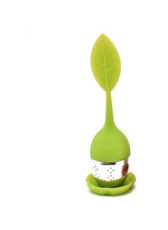 Generic 1PCS Tea Infuser,Stainless Steel Strainer filter Infuser with Long Silicone Leaf Shape Handle for Loose Leaf or Herbal Tea, Green  - Image 1