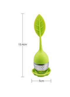 Generic 1PCS Tea Infuser,Stainless Steel Strainer filter Infuser with Long Silicone Leaf Shape Handle for Loose Leaf or Herbal Tea, Green  - Image 2
