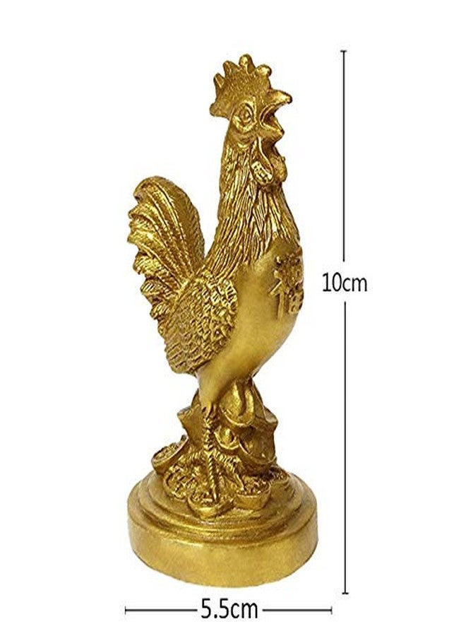 BRASSTAR Golden Brass Feng Shui Rooster Statue 3.9”(H) Coin Money Luck Home Décor Sculpture Auspicious Animal Chinese Zodiac Gift Collection PTZY019 - Image 2