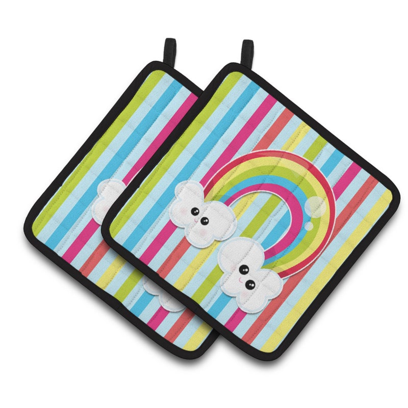 Caroline's Treasures ""Caroline's Treasures BB7151PTHD Weather Rainbow Face Pair of Pot Holders  7.5 x 7.5""""  Multicolor"" 