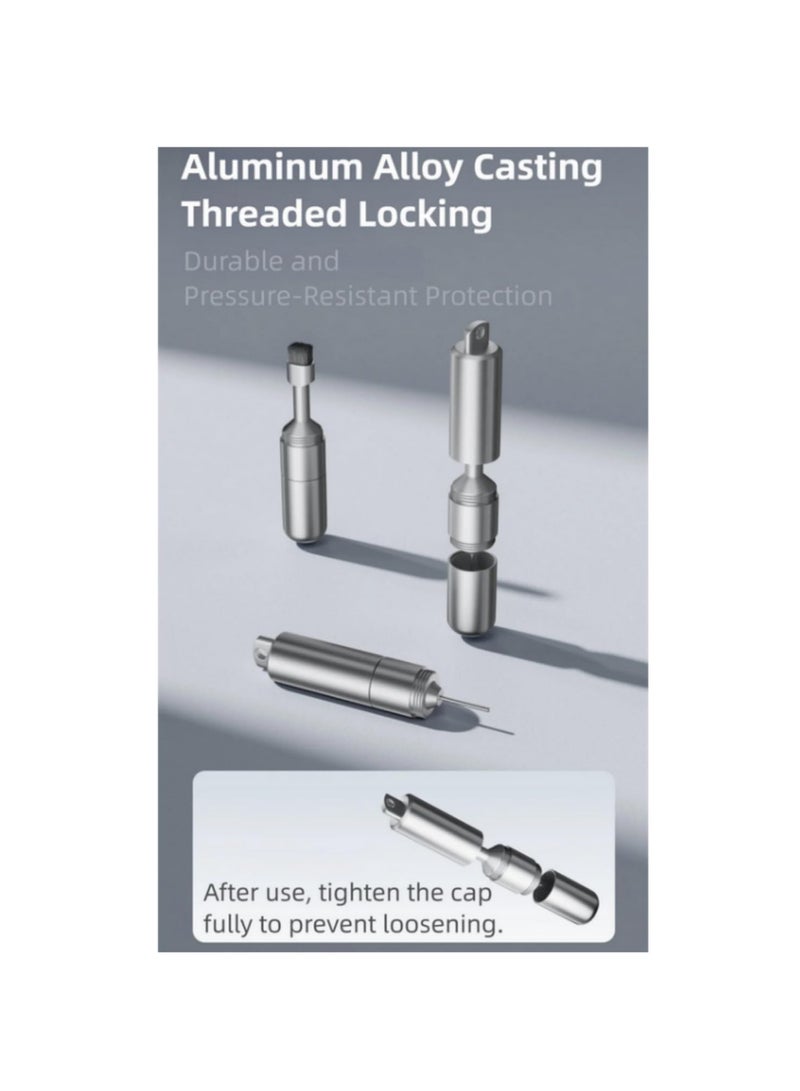 قطعة واحدة 2 في 1 أداة إخراج حاوية شريحة الهاتف دبوس مفتاح محمول صغير لسلسلة المفاتيح مسحة تنظيف سماعات الألومنيوم متعددة الوظائف - Image 5