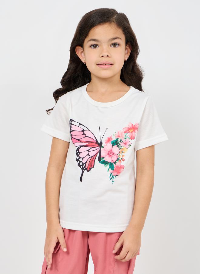 Styli Butterfly Print T-Shirt & Cargo Pants Set  - Image 2