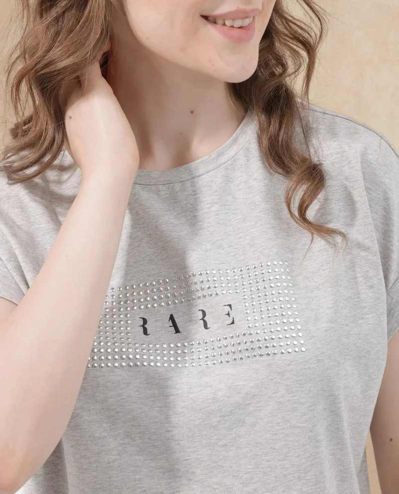 Rareism Women's Desk To Dinner Melange T-Shirt