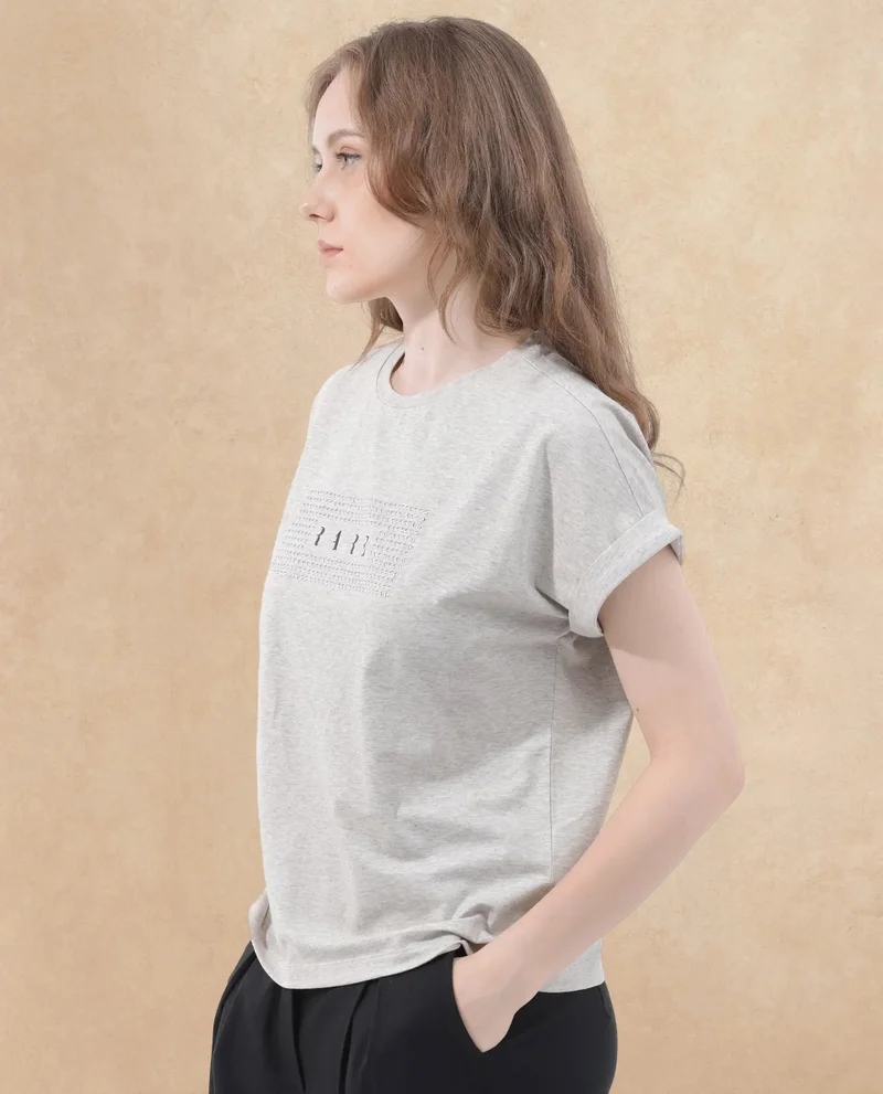 Rareism Women's Desk To Dinner Melange T-Shirt