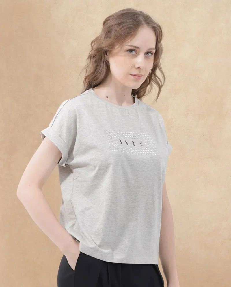 Rareism Women's Desk To Dinner Melange T-Shirt