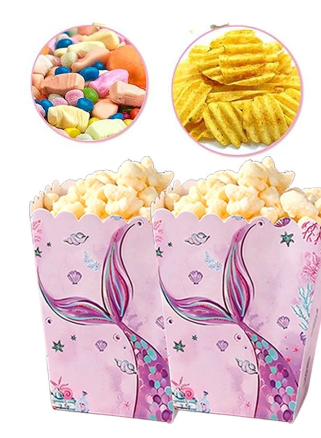 Happy D 10 paper popcorn boxes with cute mermaid patterns, suitable for birthday parties and special occasions. - Image 4