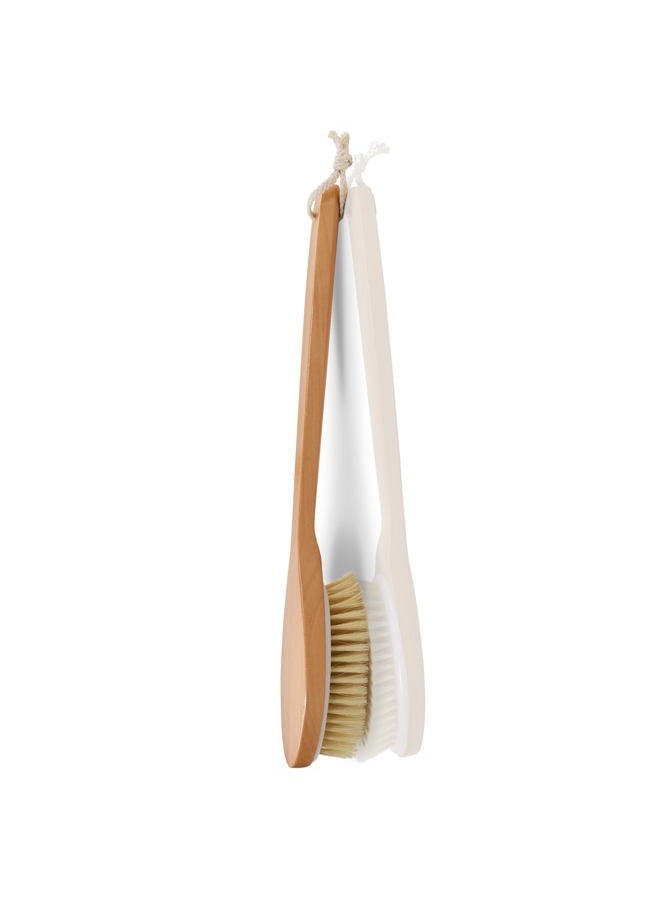 OWIIZI Bath Brushes with Soft and Natural Bristles Antiskid Wooden Long Handle Shower Body Scrubber for Wet or Dry Exfoliating,Back Scrub Deep Cleanse - Image 2