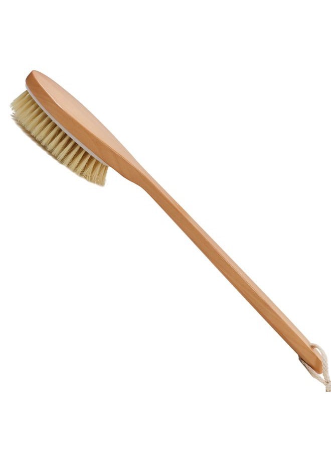 OWIIZI Bath Brushes with Soft and Natural Bristles Antiskid Wooden Long Handle Shower Body Scrubber for Wet or Dry Exfoliating,Back Scrub Deep Cleanse - Image 1