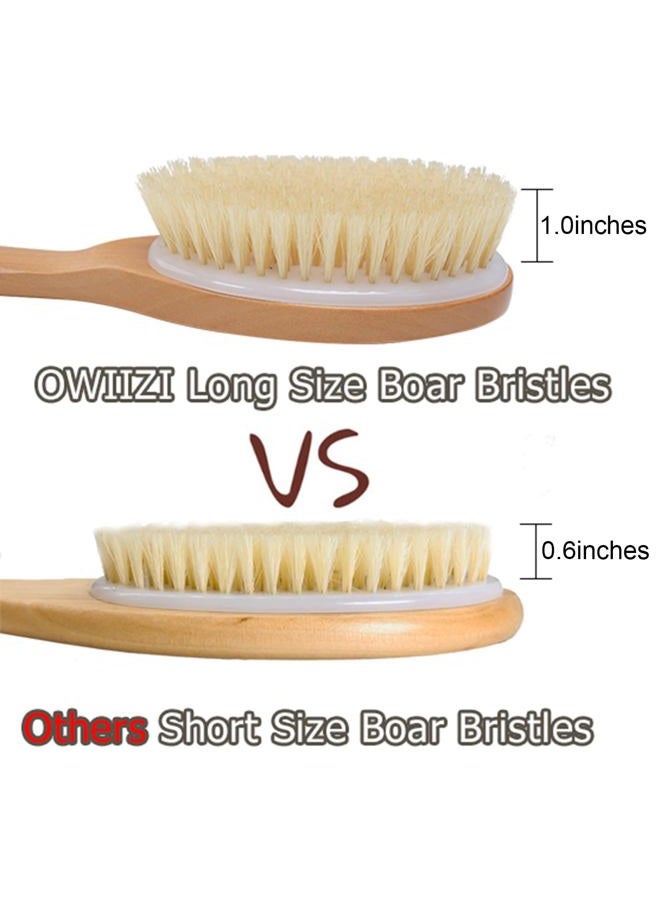 OWIIZI Bath Brushes with Soft and Natural Bristles Antiskid Wooden Long Handle Shower Body Scrubber for Wet or Dry Exfoliating,Back Scrub Deep Cleanse - Image 3