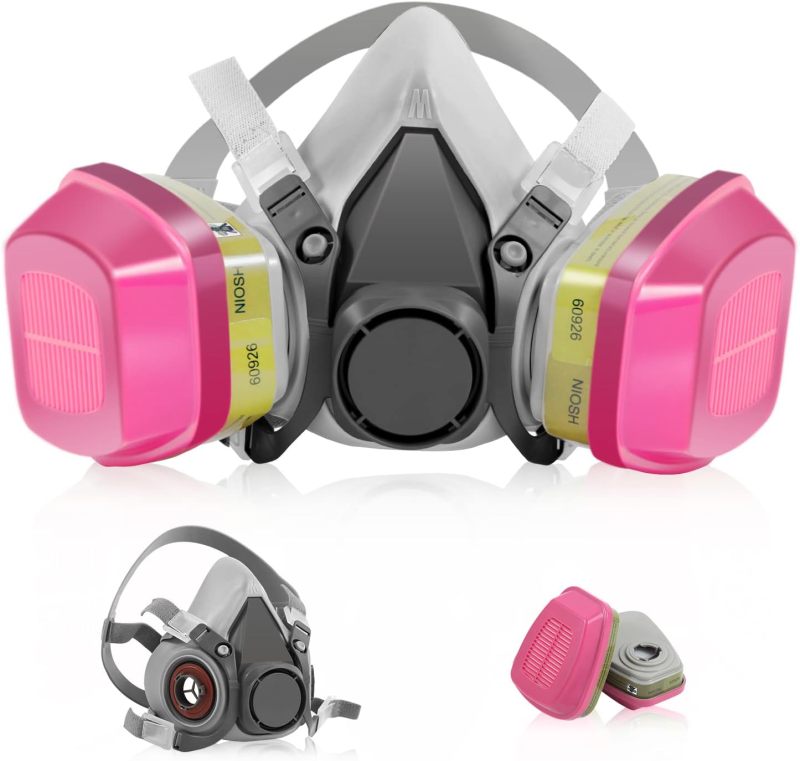Reusable Respirator Mask: Ash + Powder Elastomeric Mask - 2 60926 Filter Boxes For Comprehensive Protection, Durable Long-Term Use For Construction, Painting, Woodworking & Chemical Work - Image 2