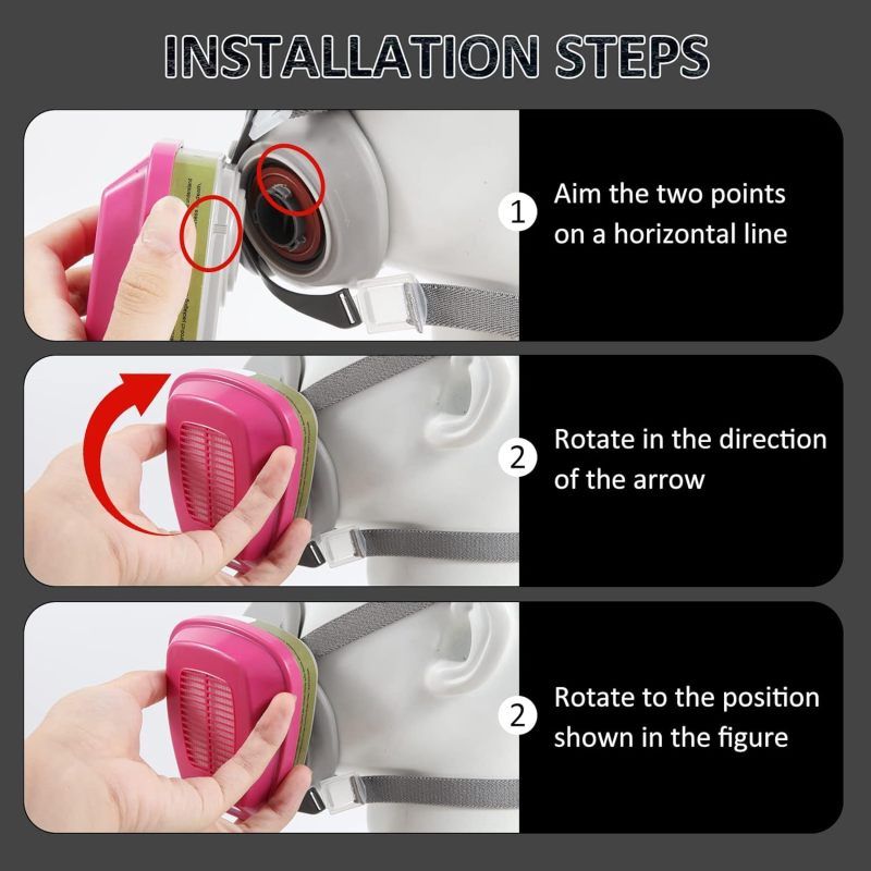 Reusable Respirator Mask: Ash + Powder Elastomeric Mask - 2 60926 Filter Boxes For Comprehensive Protection, Durable Long-Term Use For Construction, Painting, Woodworking & Chemical Work - Image 5